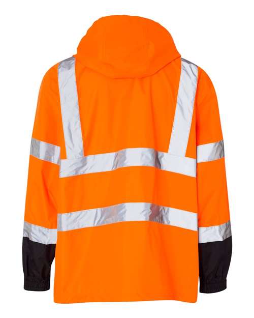 Unisex Storm Cover Waterproof Rain Jacket - Orange Back