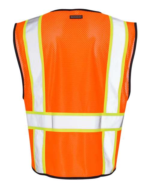 Unisex Economy Contrasting Vest with Zippered Front - Orange Back