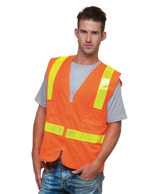 Unisex USA-Made ANSI Solid Surveyor's Vest Class 2 - Orange Front