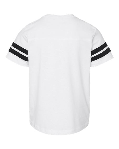 Youth Football Fine Jersey Tee - White Solid/ Black Back