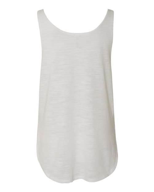 Women's Flowy Tank with Side Slit - White Slub Back