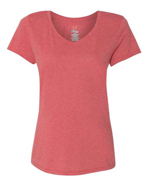 Women's Perfect-T Triblend V-Neck T-Shirt - Red Triblend Front