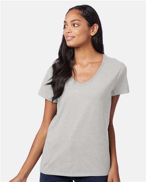 Hanes Women's Perfect-T V-Neck T-Shirt - Model Front