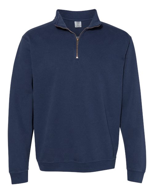 Unisex Garment-Dyed Quarter-Zip Sweatshirt - True Navy Front
