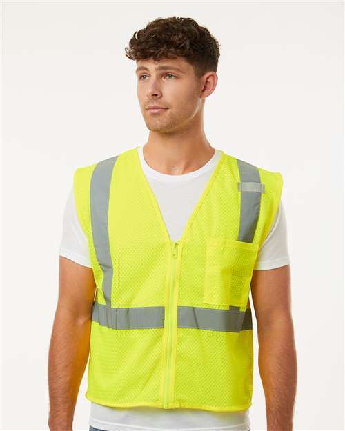 Kishigo Unisex Single Pocket Zipper Mesh Vest - Model Front