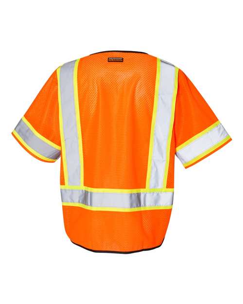 Unisex Class 3 Mesh Zippered Vest - Orange Back
