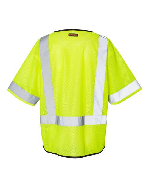 Unisex Economy Single Pocket Zipper Vest - Lime Back