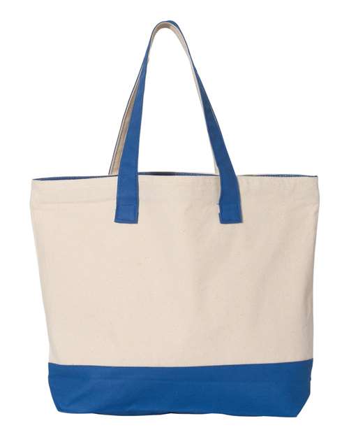 19L Zippered Tote - Natural/ Royal Back