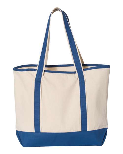 34.6L Large Canvas Deluxe Tote - Natural/ Royal Back