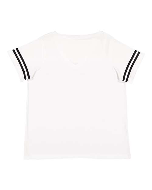 Women's Curvy Collection Vintage Football T-Shirt - White Solid/ Black Back