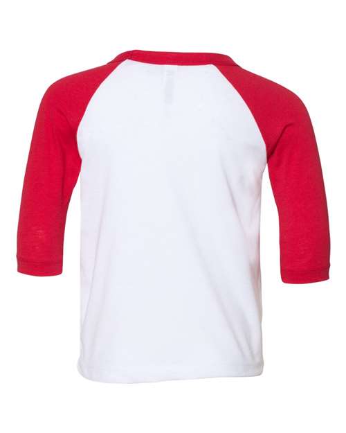 Toddler Three-Quarter Sleeve Baseball Tee - White/ Red Back
