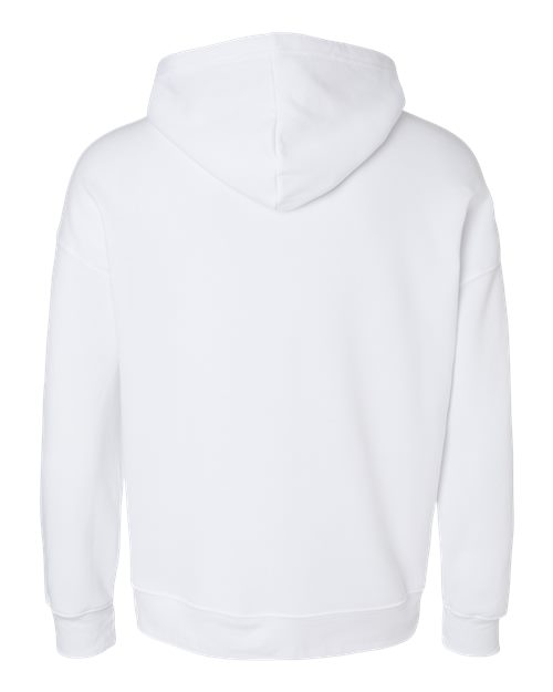 Unisex Sponge Fleece Drop Shoulder Hoodie Sweatshirt - White Back