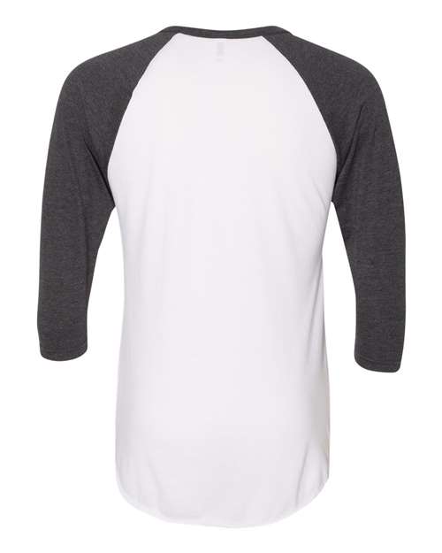 Unisex 50/50 Raglan Three-Quarter Sleeve Tee - White/ Heather Black Back