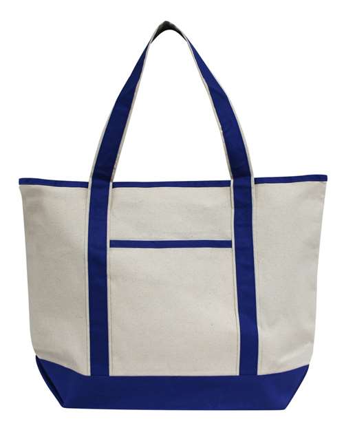 Promotional Heavyweight Large Beach Tote - Natural/ Royal Front