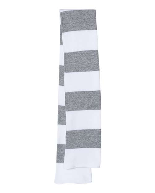 Rugby-Striped Knit Scarf - White/ Heather Grey Back