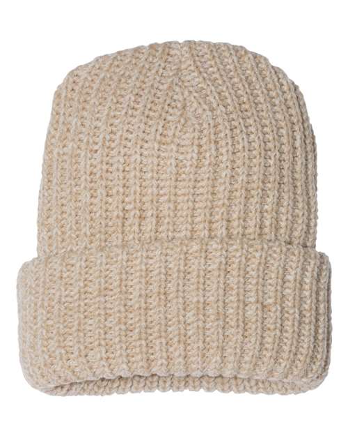 12" Chunky Cuffed Beanie - Oatmeal Back