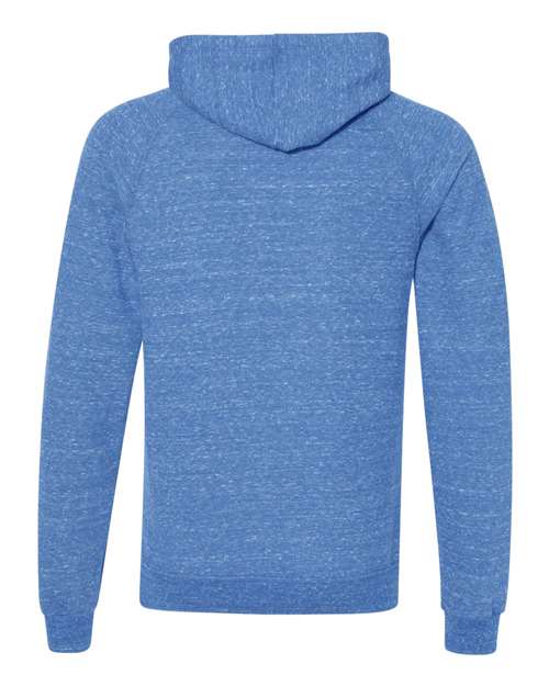 Unisex Snow Heather French Terry Raglan Hooded Sweatshirt - Royal Back
