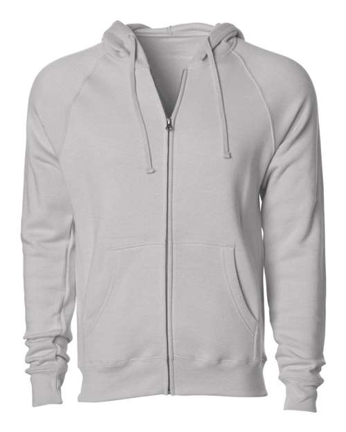 Unisex Special Blend Raglan Full-Zip Hooded Sweatshirt - Stone Heather Front