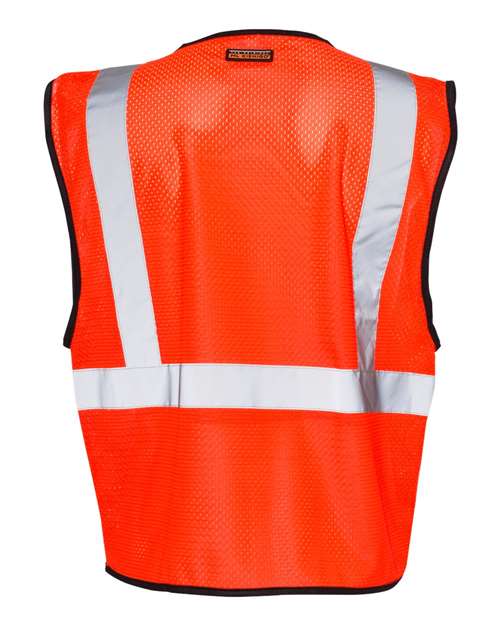 Kishigo Unisex Single Pocket Zipper Mesh Class 2 Vest - Back