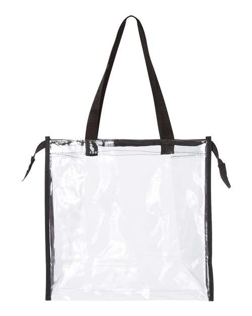 OAD Clear Zippered Tote with Full Gusset - Black Back