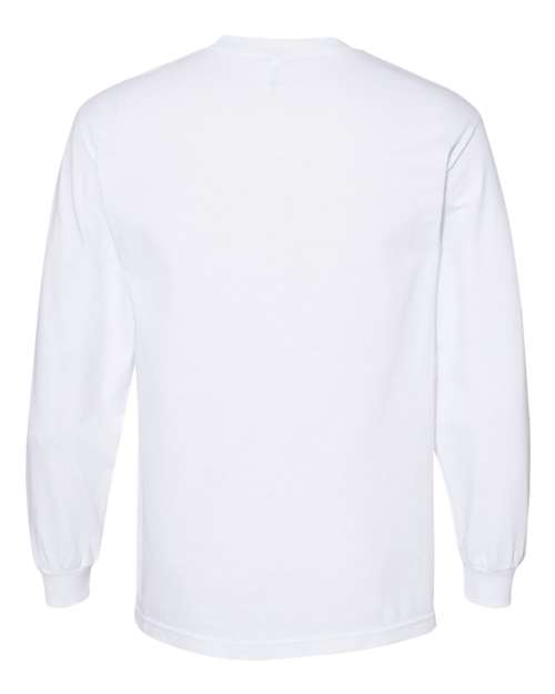 Unisex Heavyweight Cotton Long Sleeve Tee - White Back