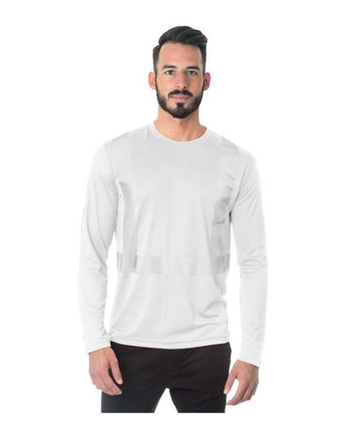 Unisex USA-Made Hi-Visibility Long Sleeve Performance T-Shirt - Segmented Tape - White Front