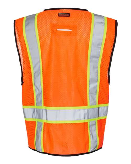 Unisex 6 Pocket Contrast Class 2 Vest - Orange Back