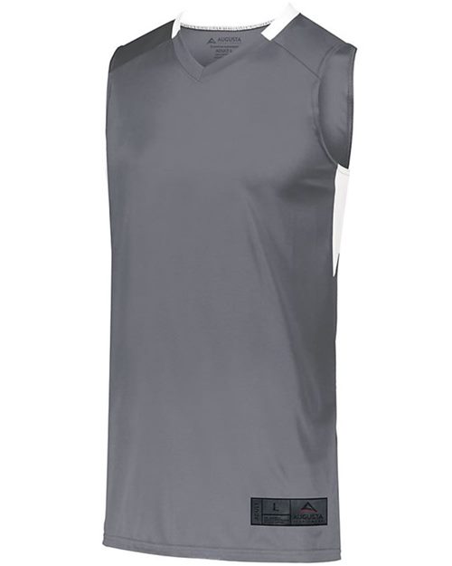 Men's Step-Back Basketball Jersey - Black/ White Front