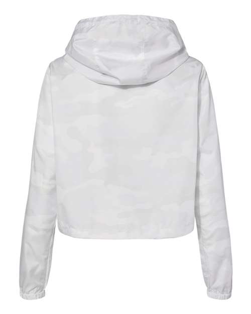 Women's Lightweight Quarter-Zip Pullover Crop Windbreaker - White Camo Back