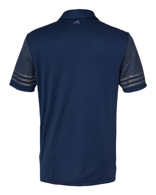 Men's Striped Sleeve Polo - Team Navy Blue/ Grey Five Back