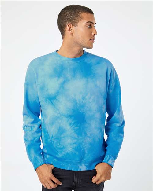 Independent Trading Co. Unisex Midweight Tie-Dyed Crewneck Sweatshirt - Model Front