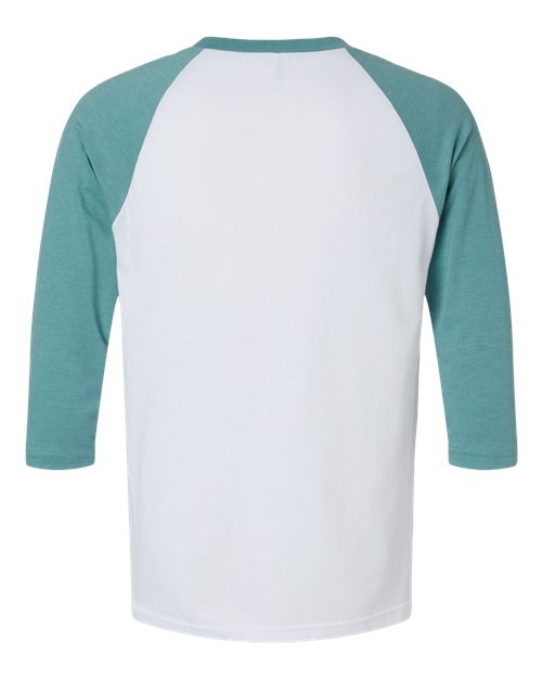 Unisex CVC Three-Quarter Sleeve Tee - White/Heather Arctic Back