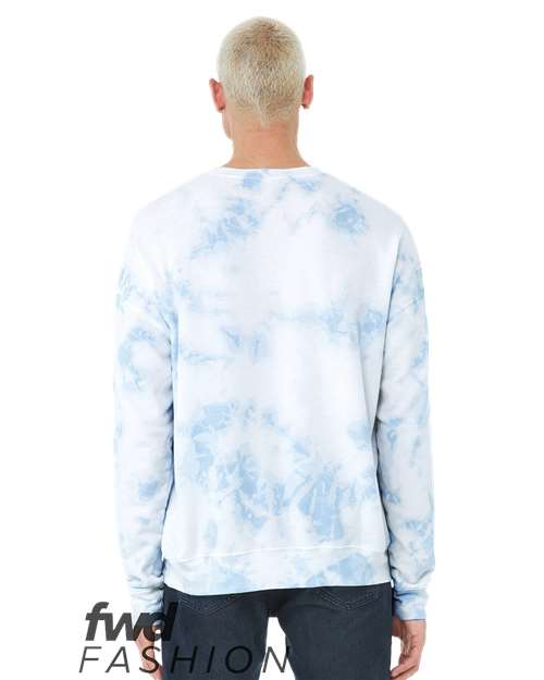 Unisex FWD Fashion Tie-Dyed Crewneck Sweatshirt - White/ Sky Blue Back