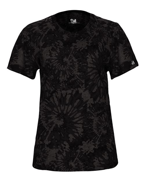 Women's Tie-Dyed Tri-Blend T-Shirt - Black Tie-Dye Front