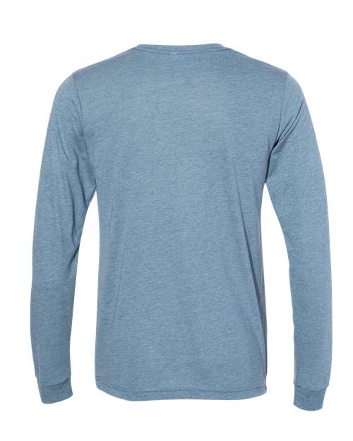 Unisex Triblend Long Sleeve Tee - Denim Triblend Back