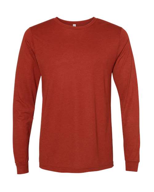Unisex Triblend Long Sleeve Tee - Brick Triblend Front