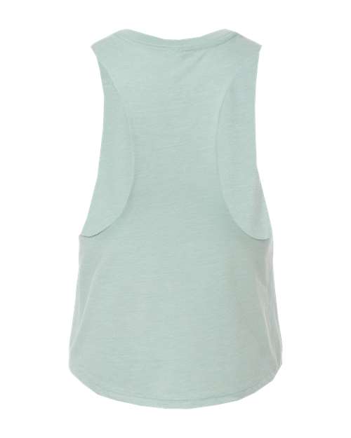 Women's Racerback Crop Tank - Heather Dusty Blue Back