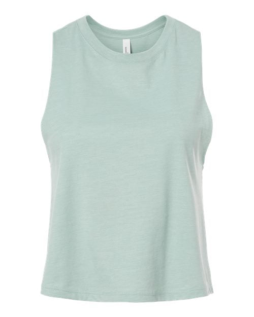 Women's Racerback Crop Tank - Heather Dusty Blue Front