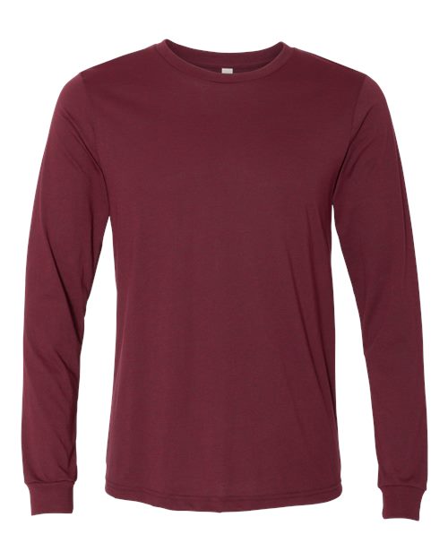 BELLA + CANVAS Heather CVC Long Sleeve Tee - Heather Cardinal Front