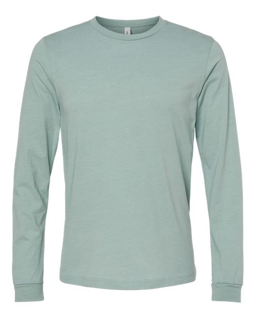 BELLA + CANVAS Heather CVC Long Sleeve Tee - Heather Dusty Blue Front