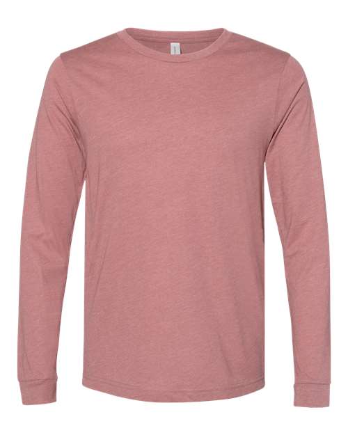 BELLA + CANVAS Heather CVC Long Sleeve Tee - Heather Mauve Front