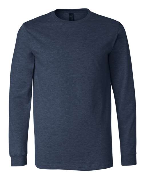 BELLA + CANVAS Heather CVC Long Sleeve Tee - Heather Navy Front