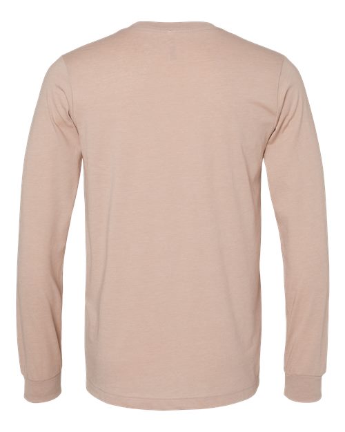 Heather CVC Long Sleeve Tee - Heather Pink Gravel Back
