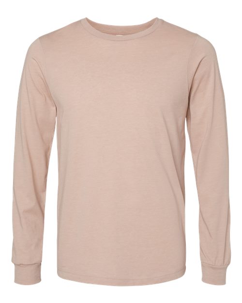 Heather CVC Long Sleeve Tee - Heather Pink Gravel Front