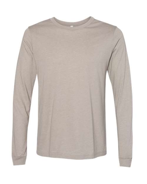 BELLA + CANVAS Heather CVC Long Sleeve Tee - Heather Stone Front