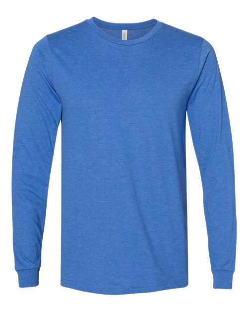 BELLA + CANVAS Heather CVC Long Sleeve Tee - Heather True Royal Front