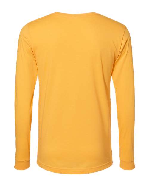 Heather CVC Long Sleeve Tee - Heather Yellow Gold Back