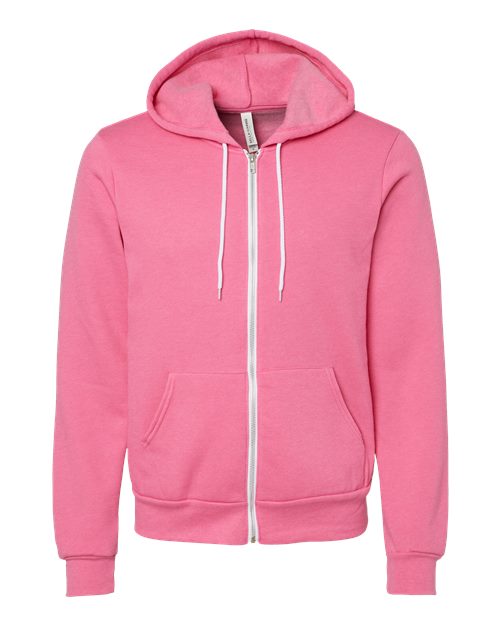 Unisex Sponge Fleece Full-Zip Hoodie Sweatshirt - Heather Charity Pink Front
