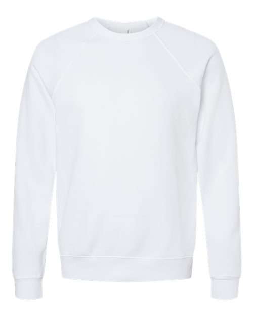 Unisex Sponge Fleece Raglan Crewneck Sweatshirt - White Front