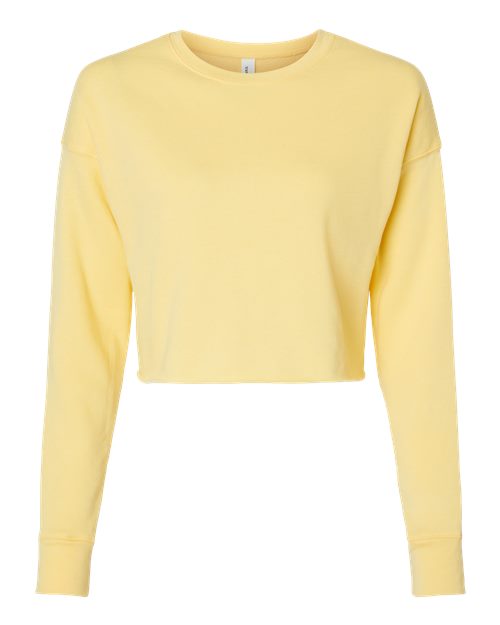 Women's Crop Fleece Crewneck Sweatshirt - Yellow Front